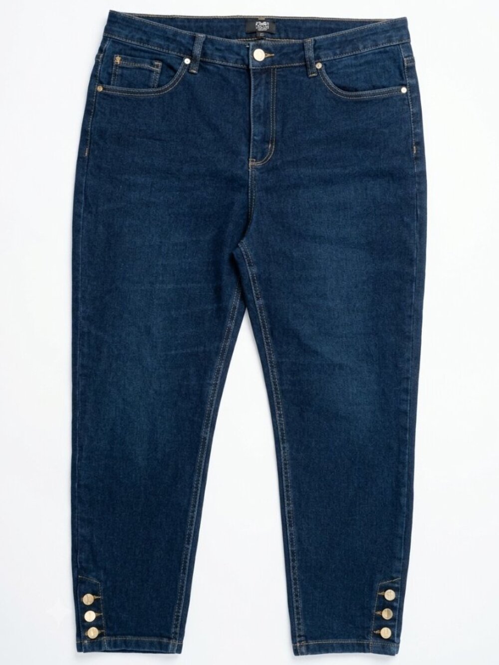 16 Jones New York Signature Dark Wash Gold Button Hem Ankle Jeans